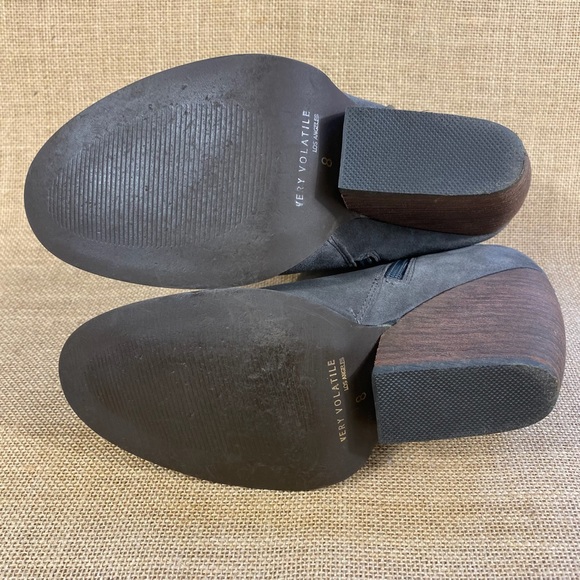 Grey booties wedges ankle boots leather suede zipper women’s 8 - Picture 12 of 12